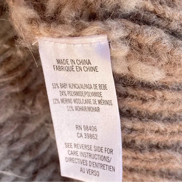 Theory Fair Isle Mock Wool Sweater Baby Alpaca Size P Petite 0 - Picture 6 of 7